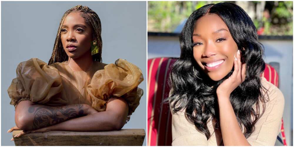 Tiwa Savage Gets Emotional As Her Idol Brandy Tears Up After Recording Her Verse on Somebody's Son