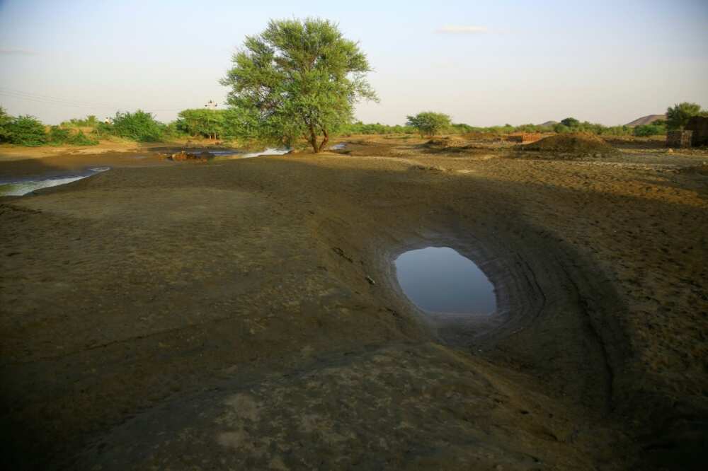 A dried-up canal from the Nile near the Sixth Cataract north of the Sudanese capital Khartoum