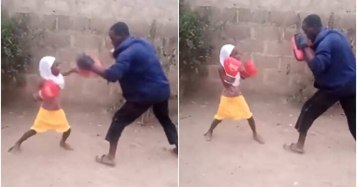 Little girl, boxing, skills