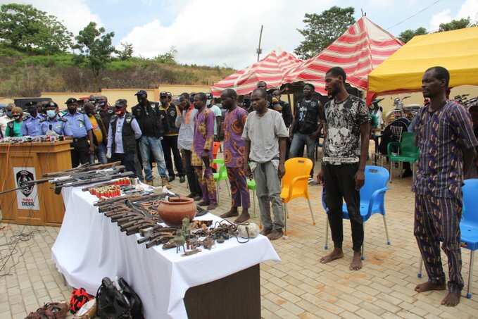 Seven arrested for multiple bank robberies in Ekiti (photos)