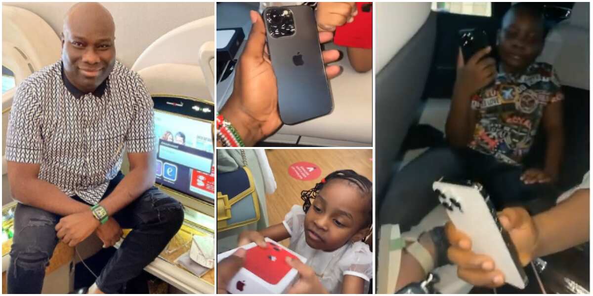 Amid Bobrisky drama, Mompha shows off his family as he buys wife and kids brand new iphone 13