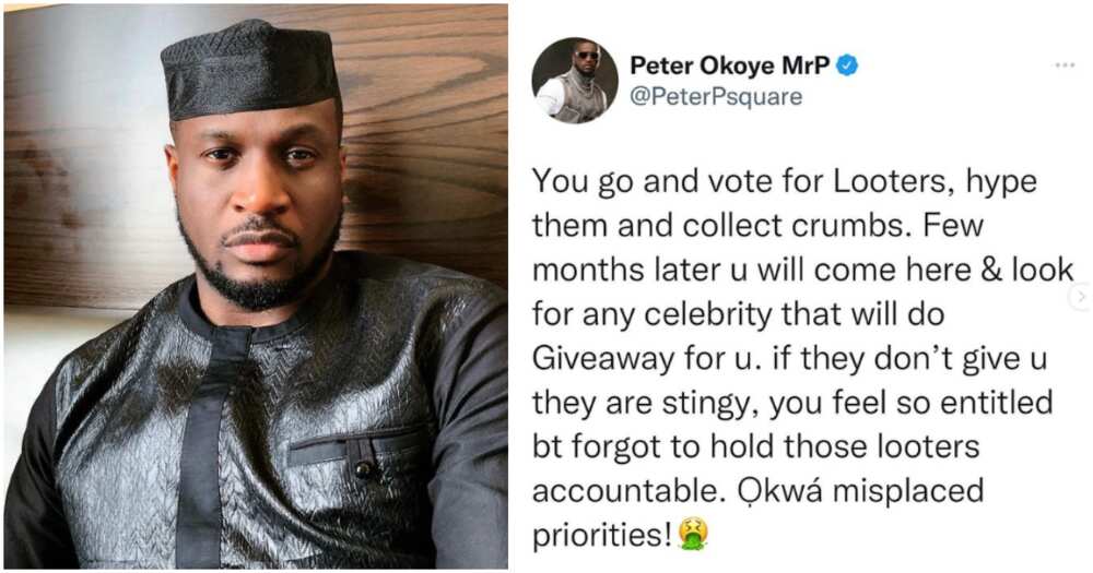 Singer Peter PSquare Slams Youths Who Vote for Looters and Harass ...