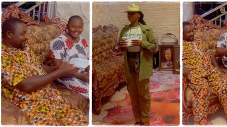 University graduate takes her first NYSC allowance to her parents, receives Huge blessings from them