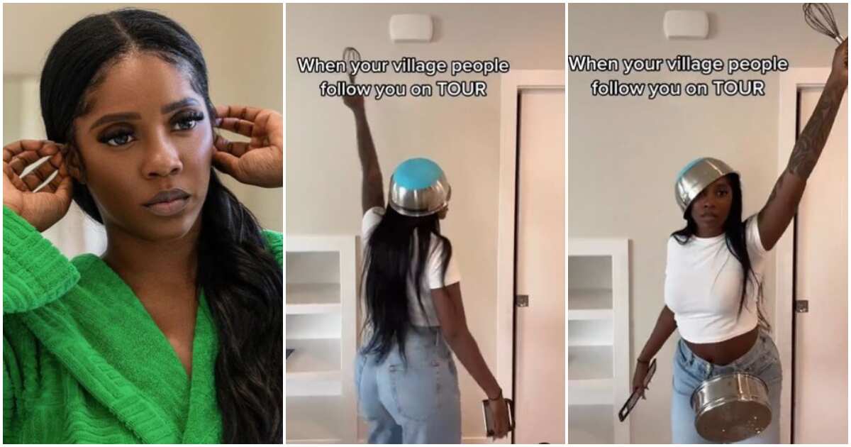 Tiwa Savage accessorises with kitchen utensils as she joins TikTok challenge (video)