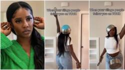 "1st time seeing a whole queen doing this": Tiwa Savage hangs bowl on her head, joins funny TikTok challenge