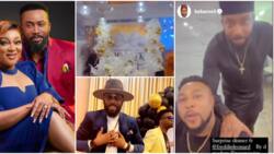 Sweet videos from Peggy Ovire’s surprise birthday dinner for hubby Frederick Leonard emerge, celebs spotted