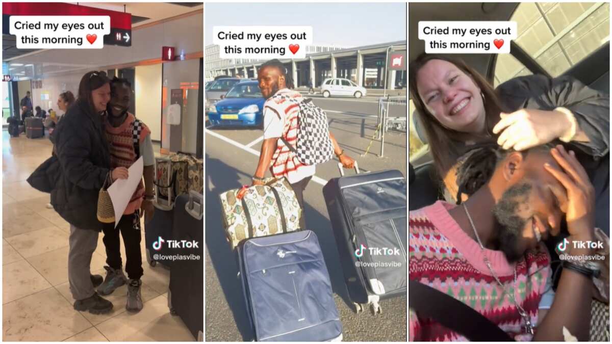See Love Oh: German Woman flies Nigerian boyfriend abroad to be with her, robs his head [Watch video]