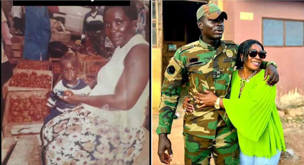Photos of a soldier and his mother.