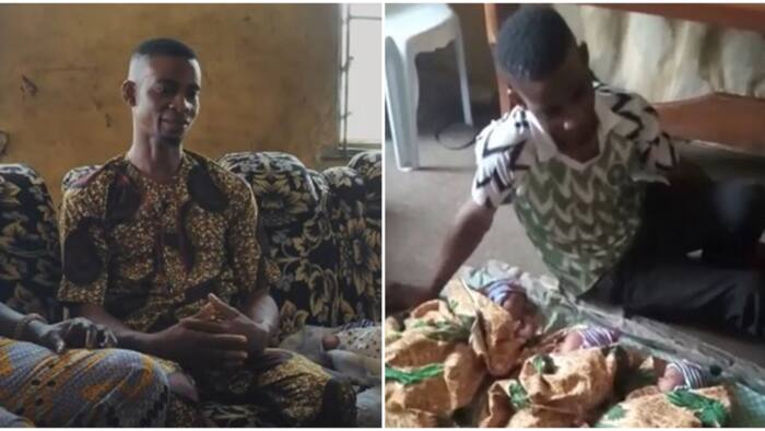 Generator mechanic who wanted to run away when wife died after birthing triplets opens up in touching video