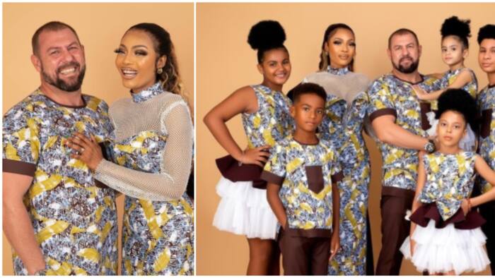 Ankara goodness: Adorable biracial family pose in matching outfits in new photos