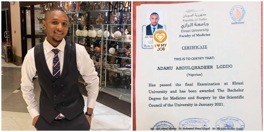 Nigerian man celebrates getting his first degree from Sudan, photo of the certificate spark reactions