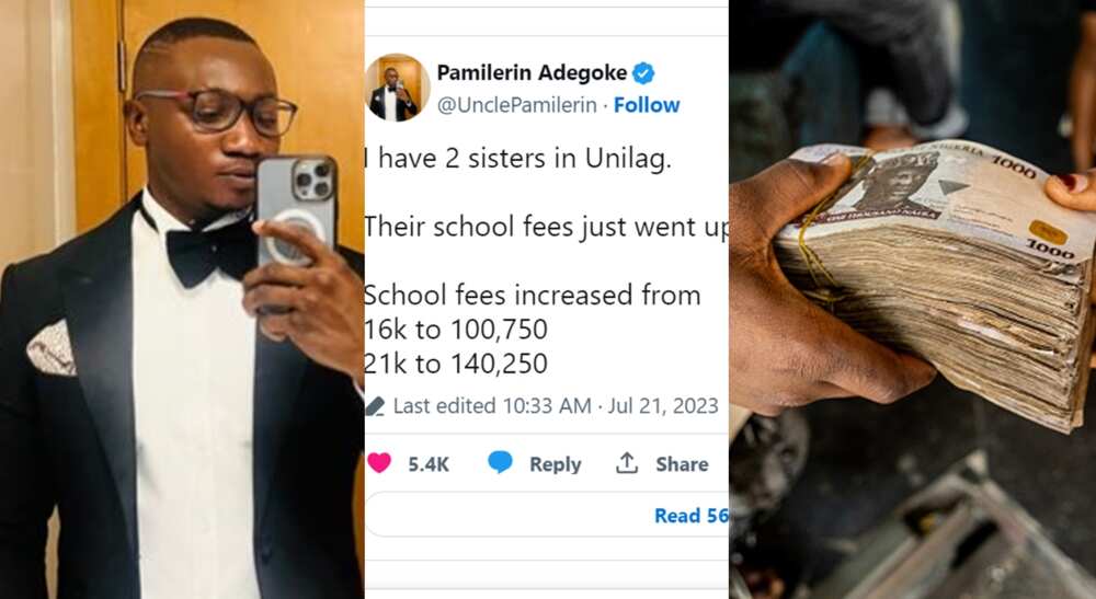 Photos of Pamilerin Adegoke who says UNILAG has increased school fees.
