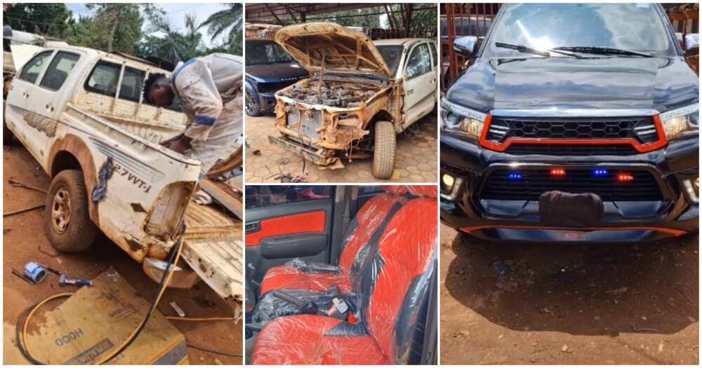 2020 Tiger car, Nigerian man converts old car into tear rubber