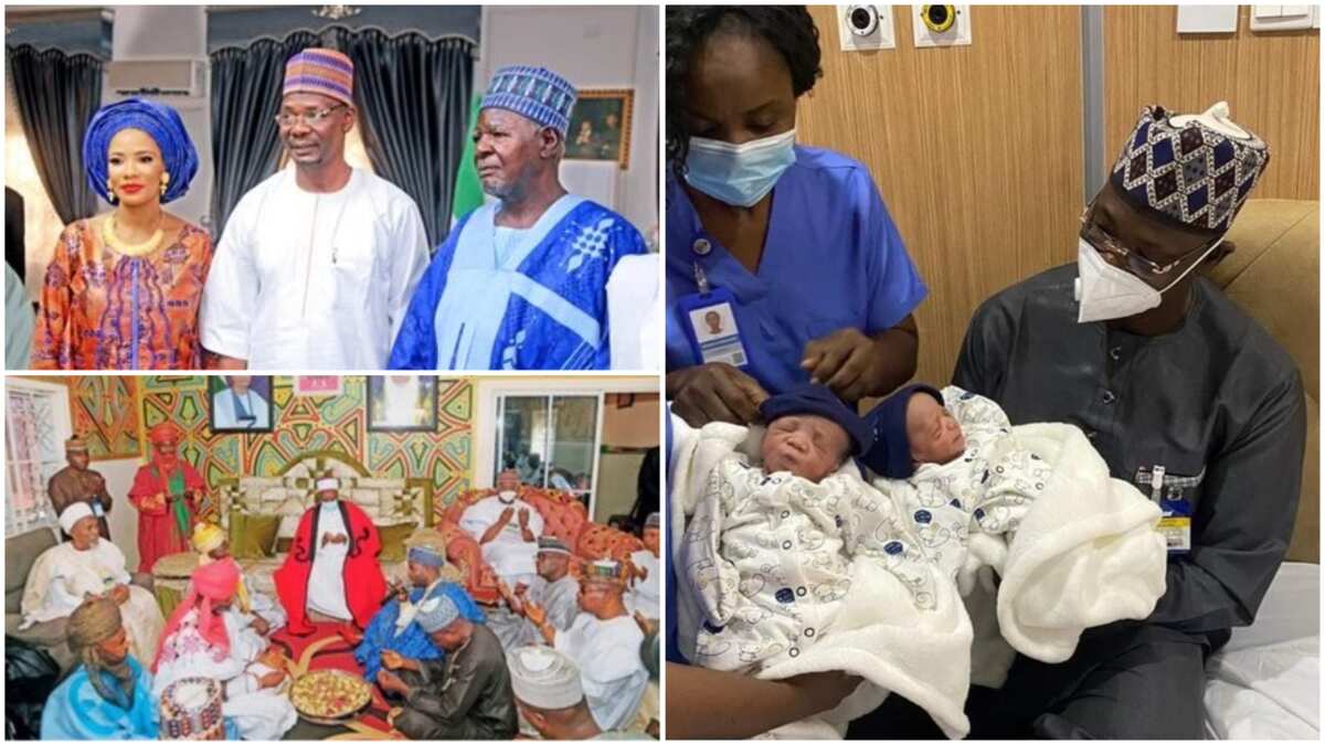 Jubilation as Nigerian governor and wife welcome a set of twins, see two political figures they were named after (photos)