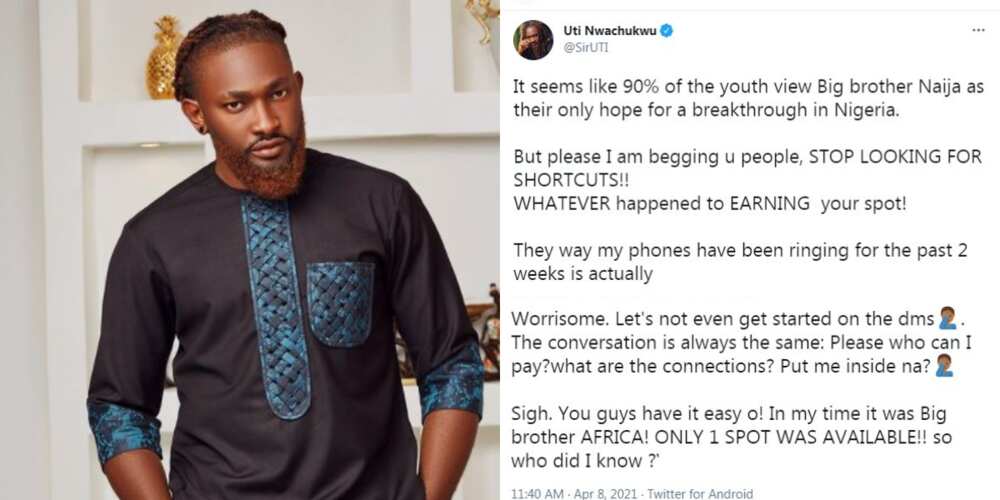 90% of Youths View BBNaija as Their Only Breakthrough: Uti Nwachukwu Addresses Fans Desperate to Join Show