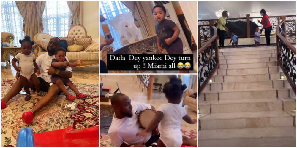 Daddy Duties: Davido Hangs Out With Ifeanyi and Bred’s Son, Jordan, in His Father’s Palatial Mansion