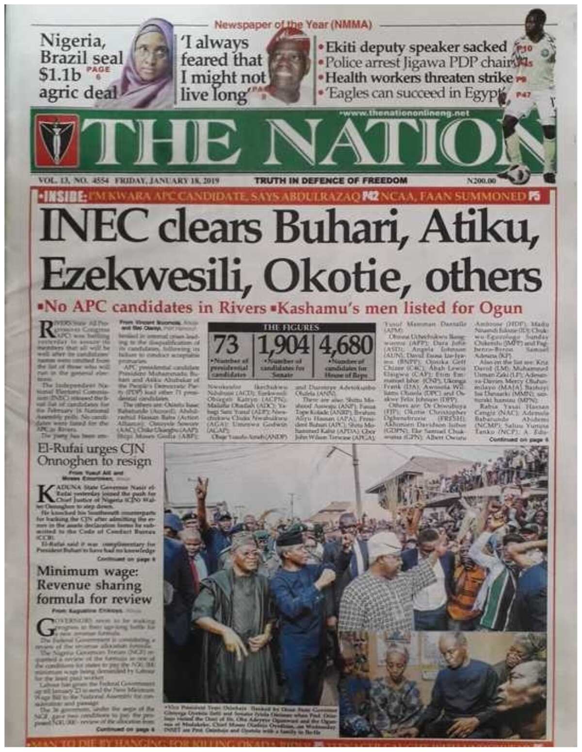 Newspsper Review: FG's plan collapses as Atiku lands in US