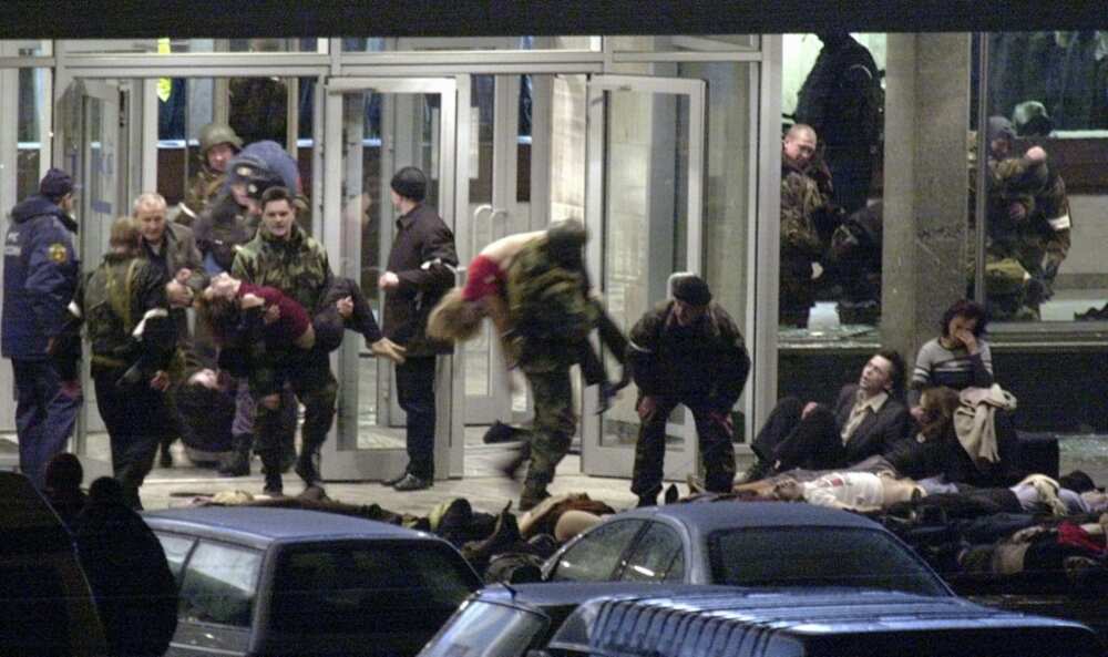 Special forces stormed the Dubrovka theater building in Moscow captured by Chechen militants after three days