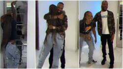 "Sweet mum Jam Jam": Tiwa Savage dances like a little girl to 9ice's song, jumps on his neck as he visits her