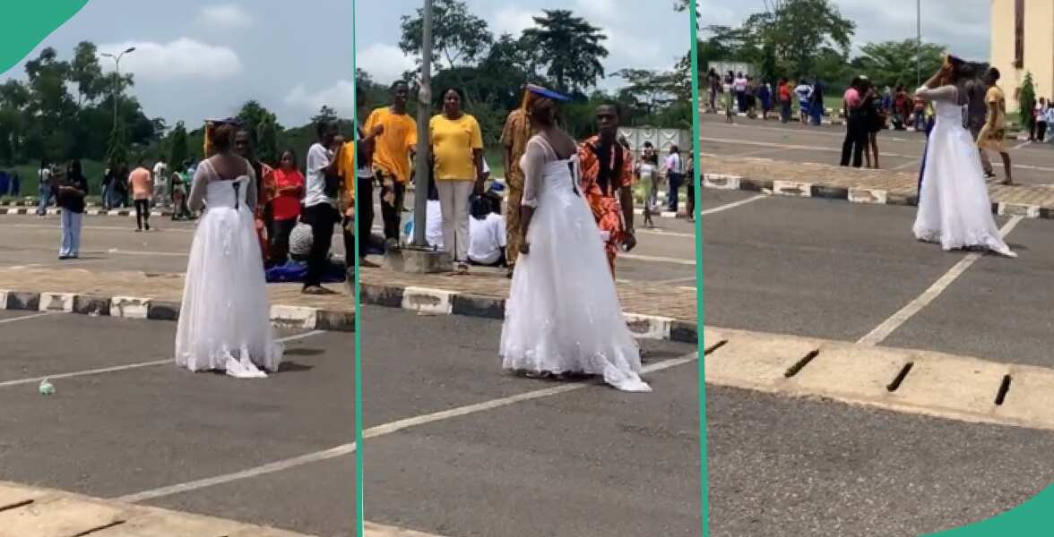 Reactions as AAUA student attends her matriculation in 'wedding dress,' video goes viral