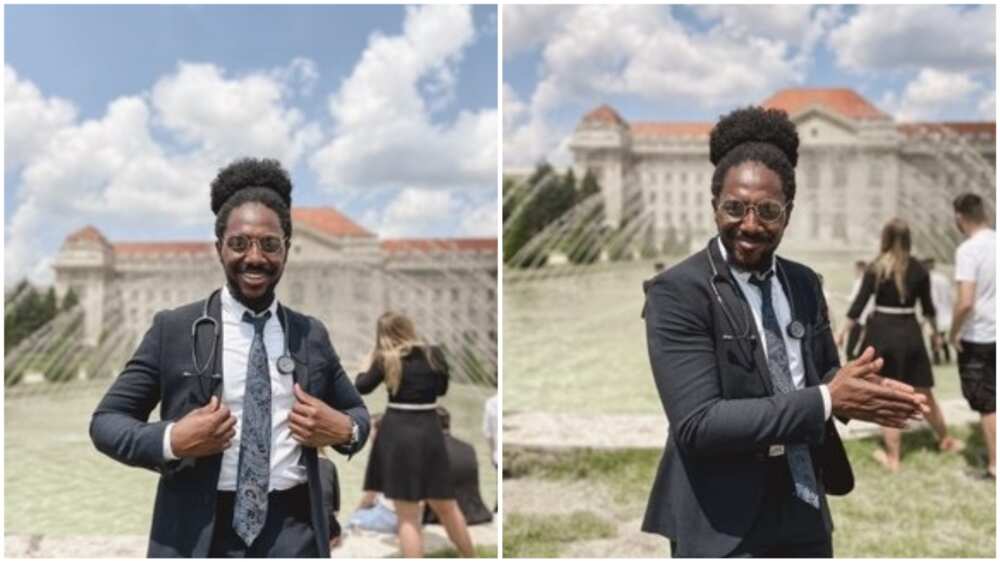 A collage of Osunsanya celebrating his achievement. Photo source: Instagram/Osunsanya Michael