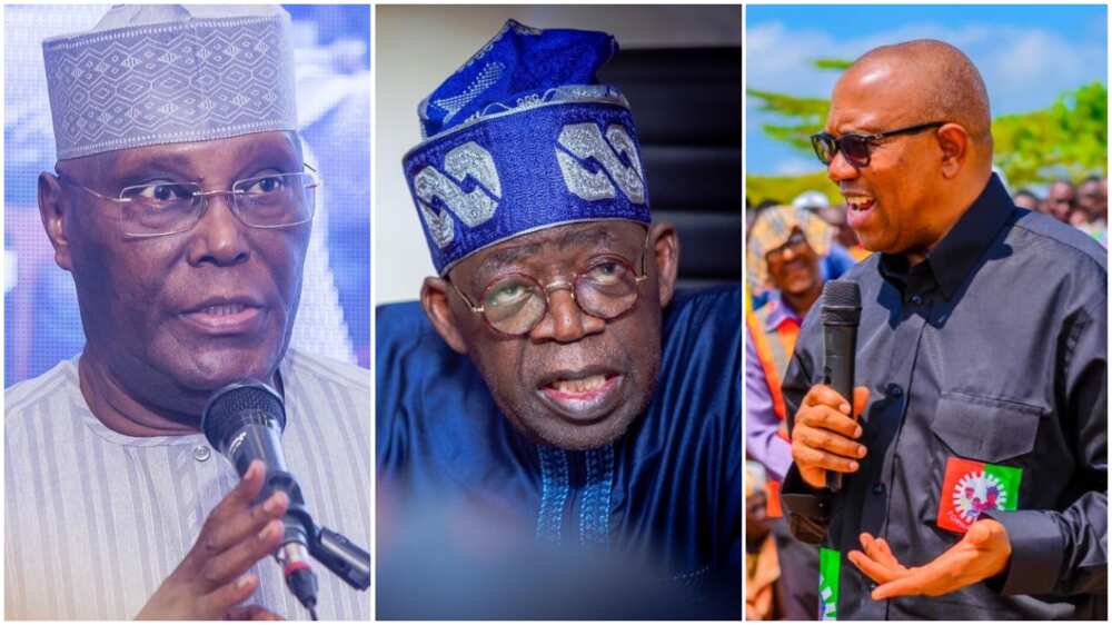 Bola Tinubu, Peter Obi, Atiku Abubakar, APC, Labour Party, PDP, 2023 presidential election