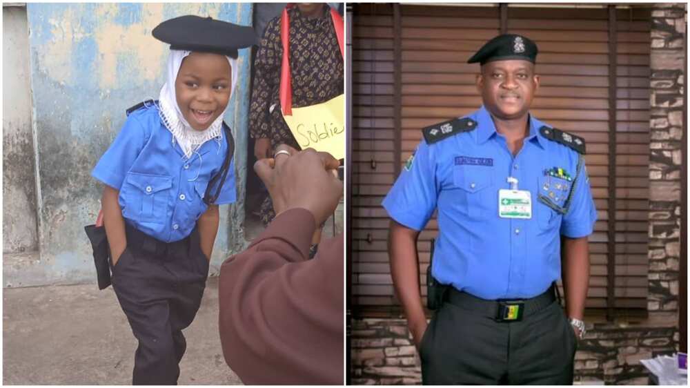 Nigerian Police Force/Nigerian kid in uniform.