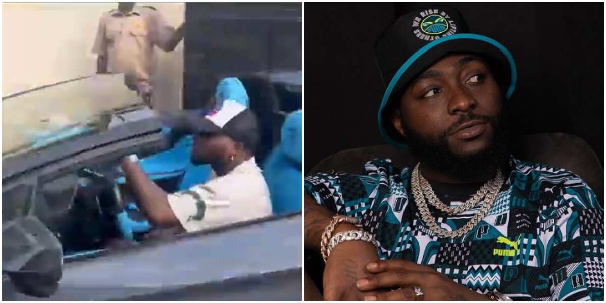 Reactions as Afrobeats singer Davido is seen on the streets of Lagos in his Lamborghini without his security