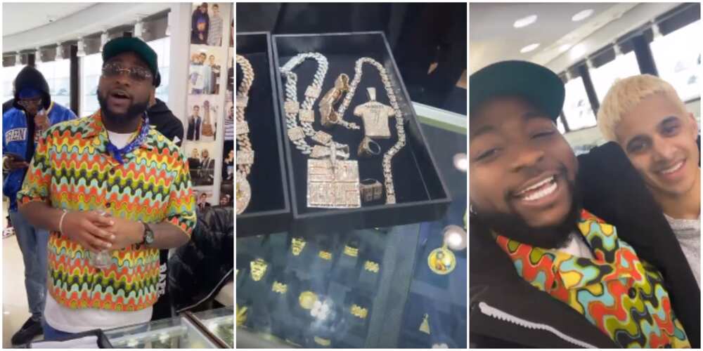 Davido pays a visit to his jeweller in Atlanta, flaunts diamond-studded accessories worth millions