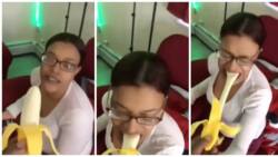 Na longer throat cause am: Lady bites fresh banana in man's hand, what she got shocked her in stunning video