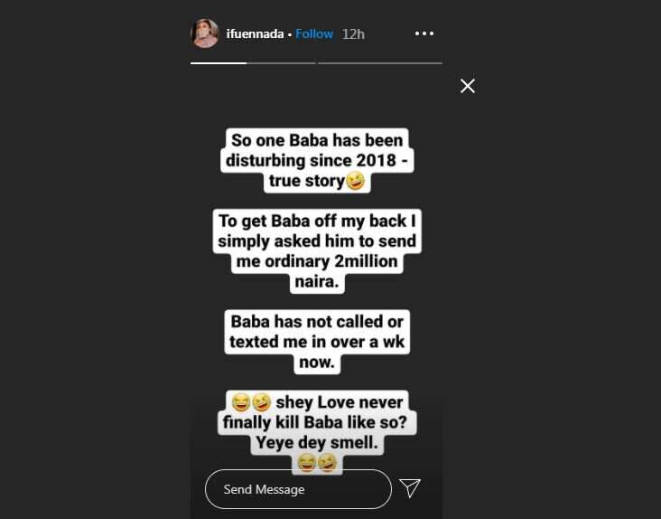 BBNaija star Ifu Ennada asks man for N2m to get him off her back