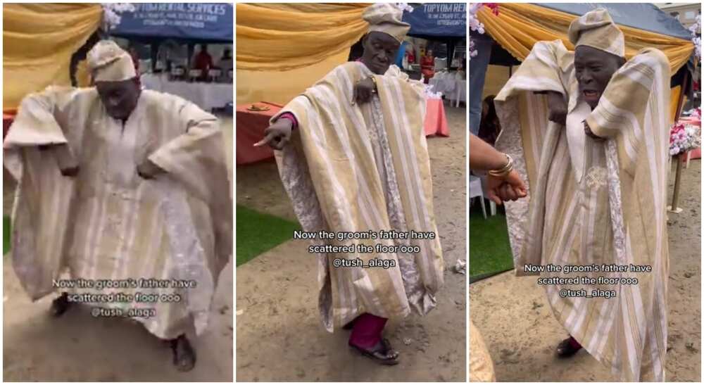 The moment a groom's dad stormed wedding dance, dancing energetically to Buga by Kizz Daniel and Tekno.