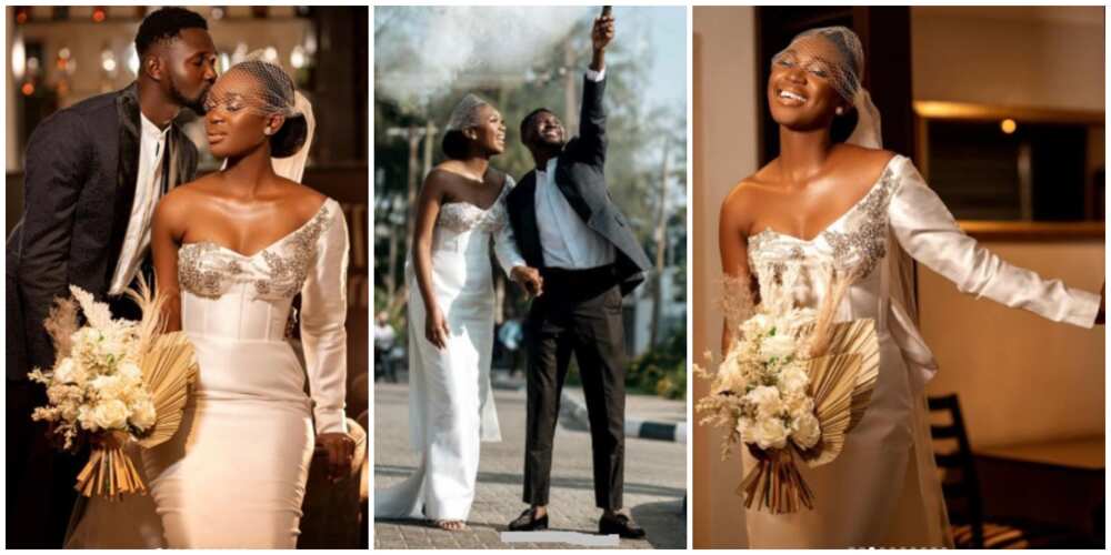 Photos of Feyi and her groom.