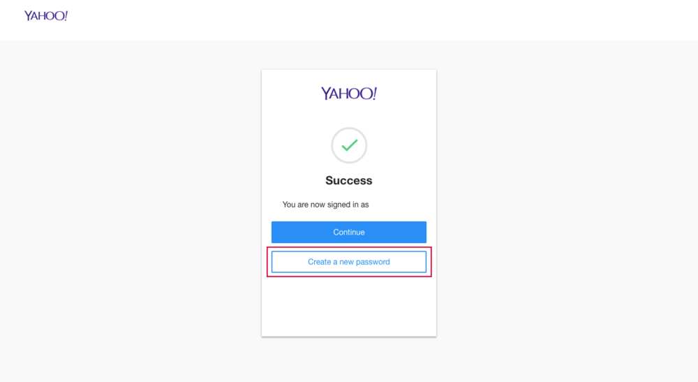 Yahoo new password