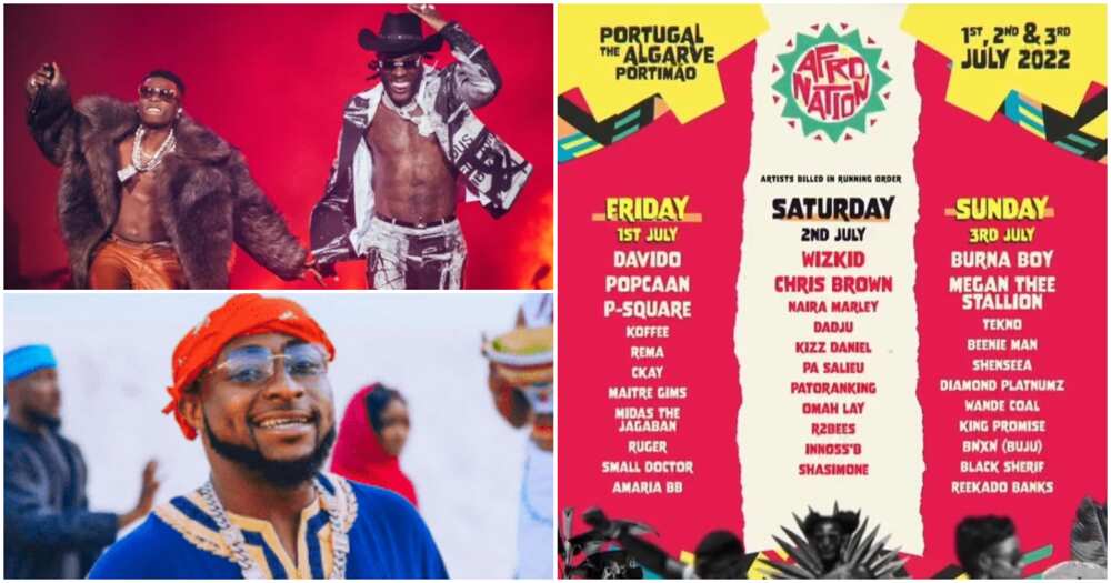 Davido, Wizkid, Burna Boy, Afro Nation Festival Portugal