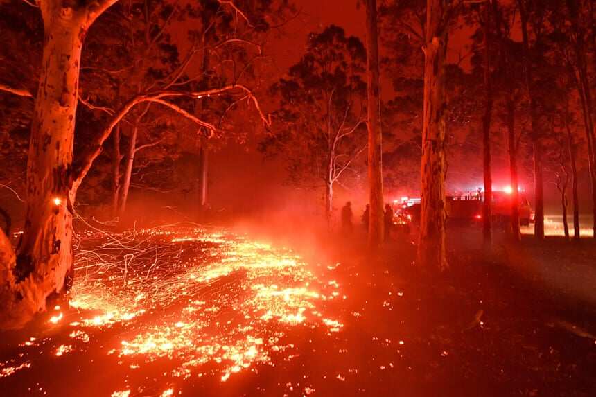 Skies turn blood red in Australia as massive bush fires rage on
