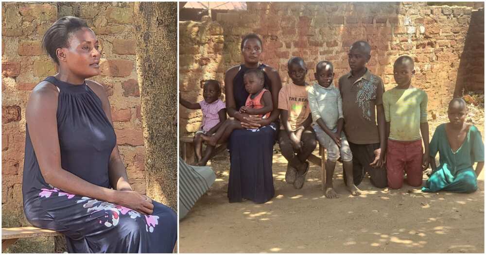 Gloria Nalongo and her seven kids, Uganda, Kampala, 5 pairs of twins Gloria Nalongo and her seven kids, Uganda, Kampala, 5 pairs of twins