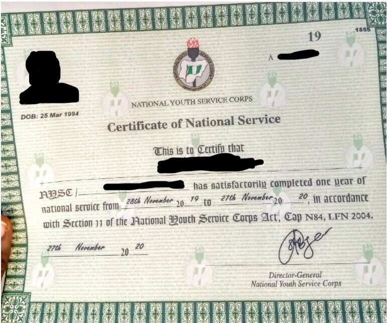 Olubunmi Tunji-Ojo NYSC certificate