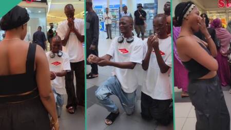 "Even the crowd no support": Video shows moment twin brothers proposed to twin sisters at mall