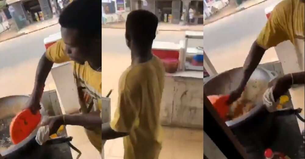 Roadside food seller throwing rice like football goes viral