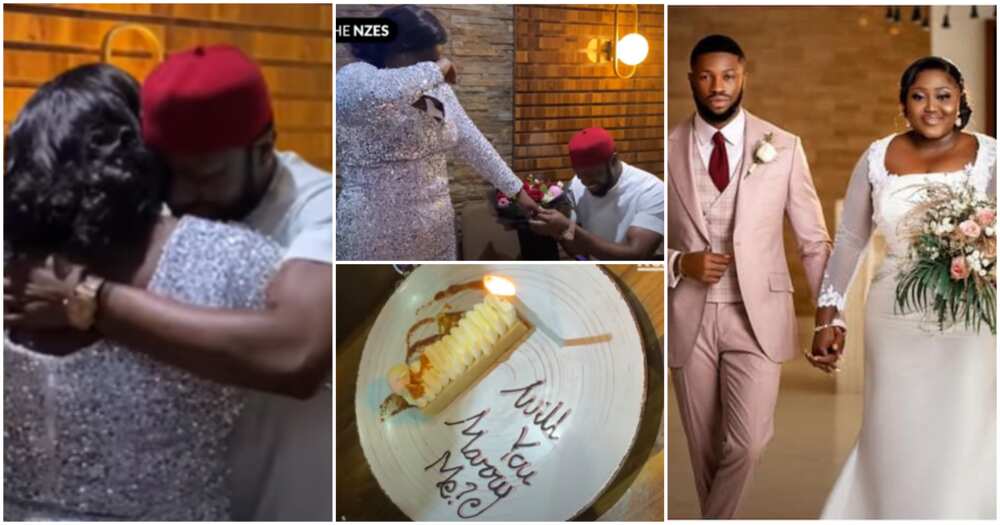 Stan Nze and wife Blessing cry like babies in proposal video