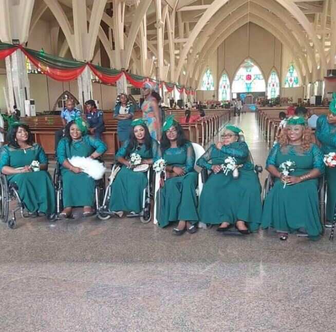 Beautiful photos as lady in wheelchair ties the knot with her bridal train also in wheelchairs