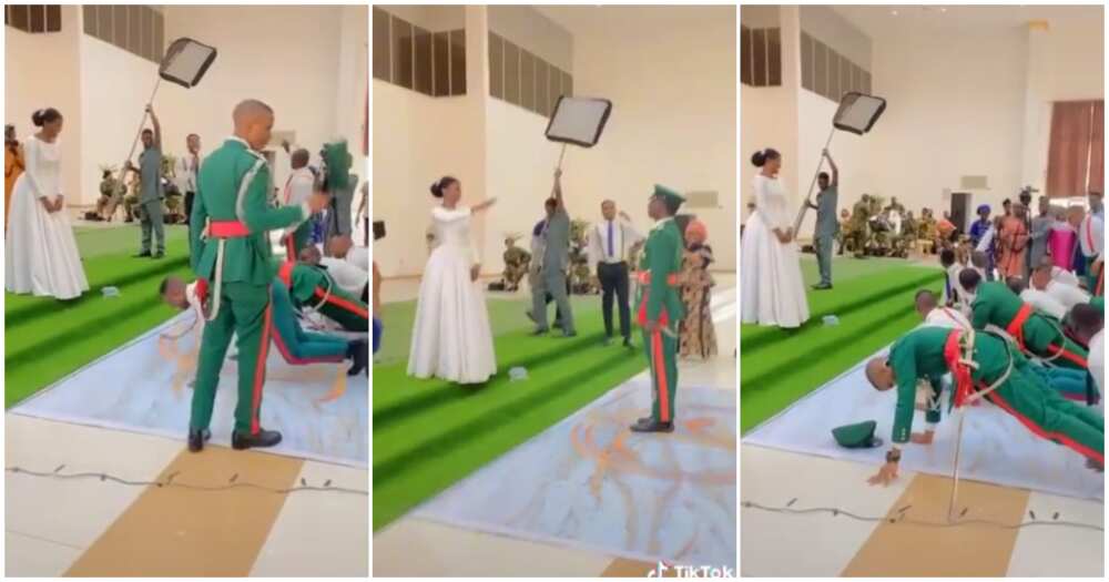 Military wedding, military man prostratrates for bride, bride treated like a queen at her military wedding, military wedding video