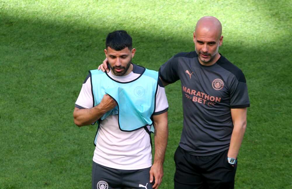 Sergio Aguero and Guardiola.