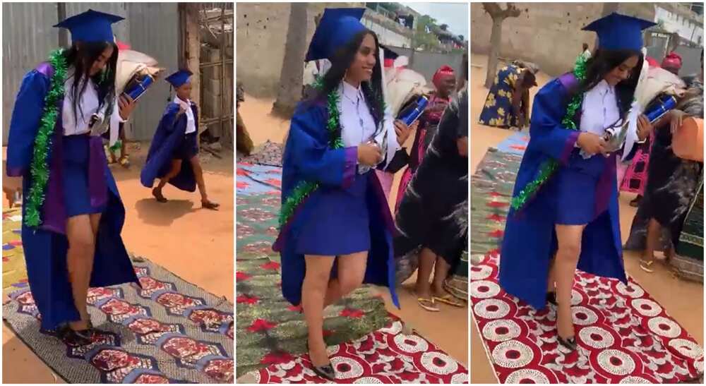 Photos of a lady who just graduated from school.