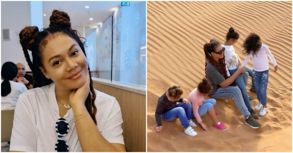 Nadia Buari and kids desert trip