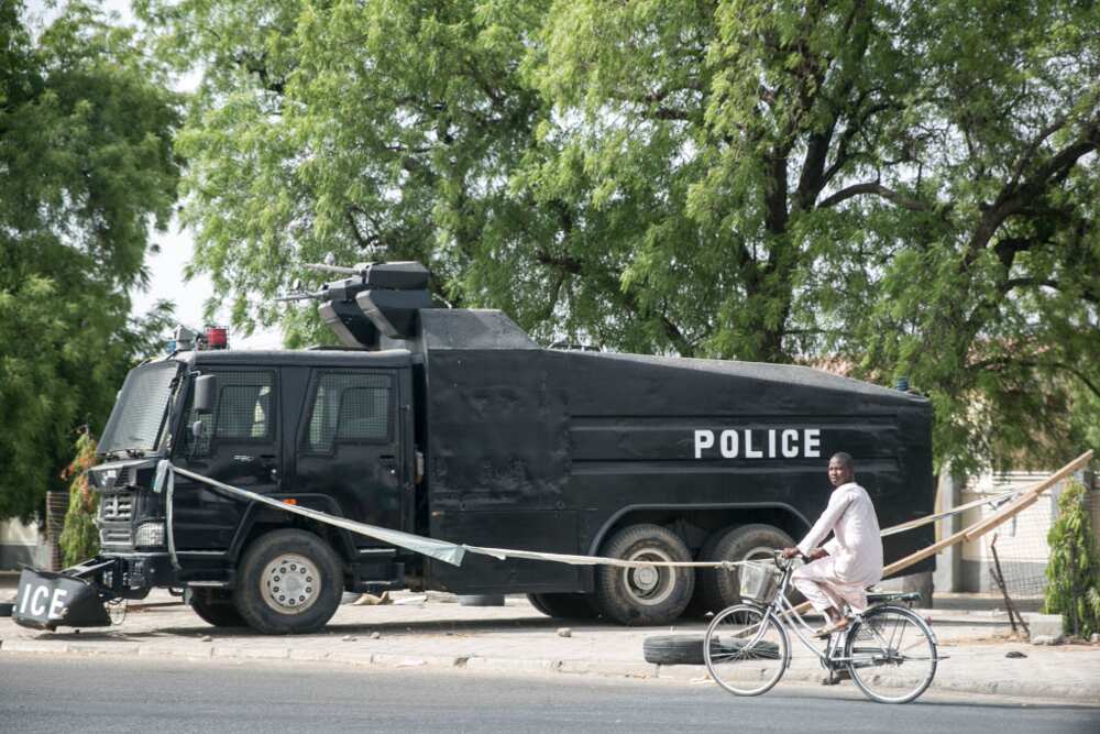 Armed police vehicle in Maiduguri