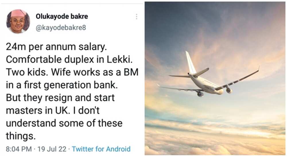 Photo of a tweet, and an aeroplane.