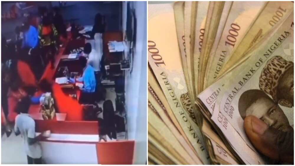 Man caught stealing money in a banking hall/Nigerian banks/stealing/Nigerian man/Nigerians reactions