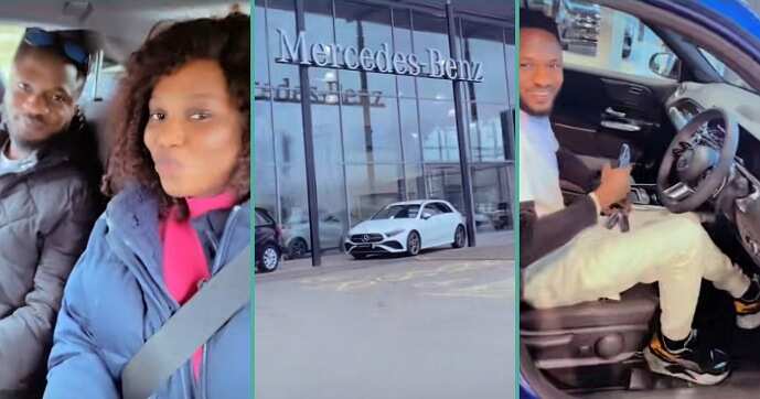 Watch man's reaction after his wife surprised him with a brand new Benz
